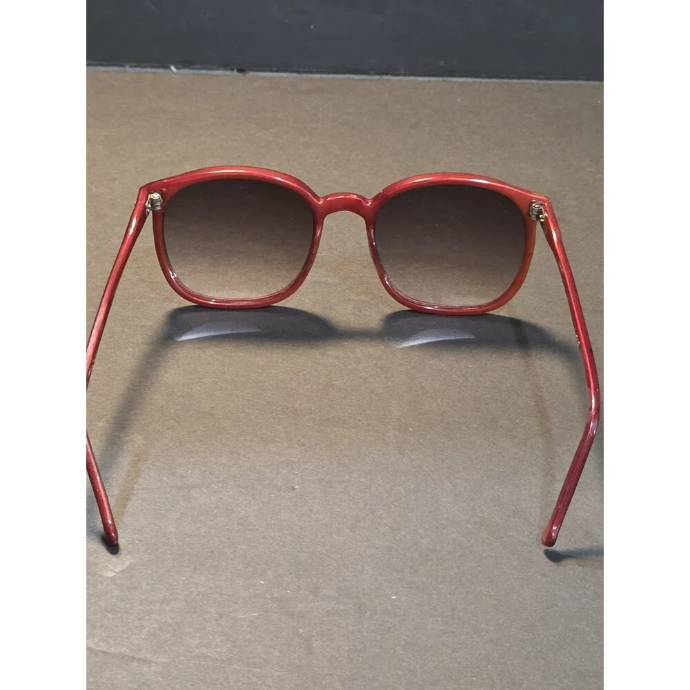 Vintage 1970s Oversized Sunglasses Red Orange Mod Round Square Korea 202 Retro